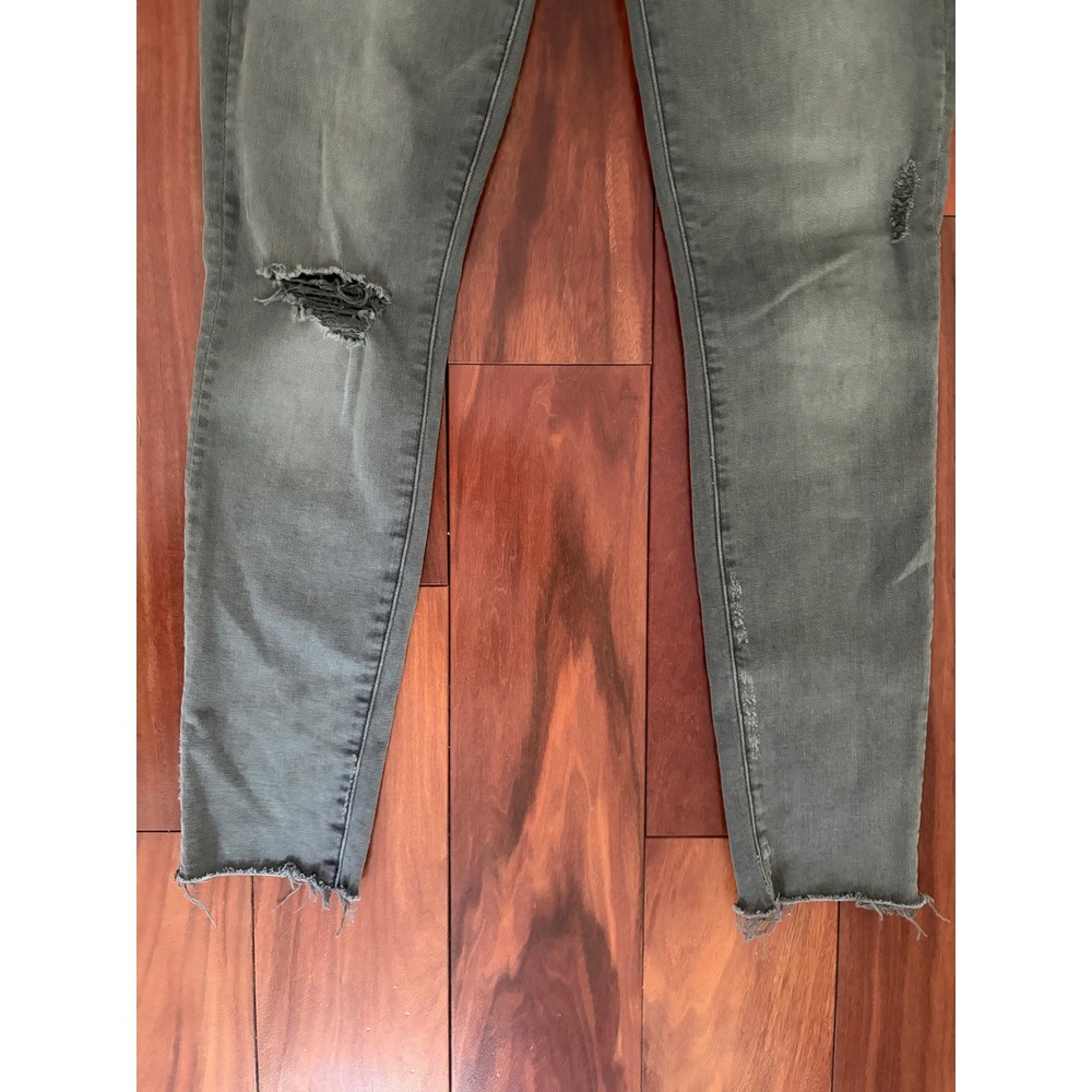 Mother Looker Ankle Fray Jeans Last Chance Saloon Grey Distressed Skinny Size 26 - Picture 7 of 9